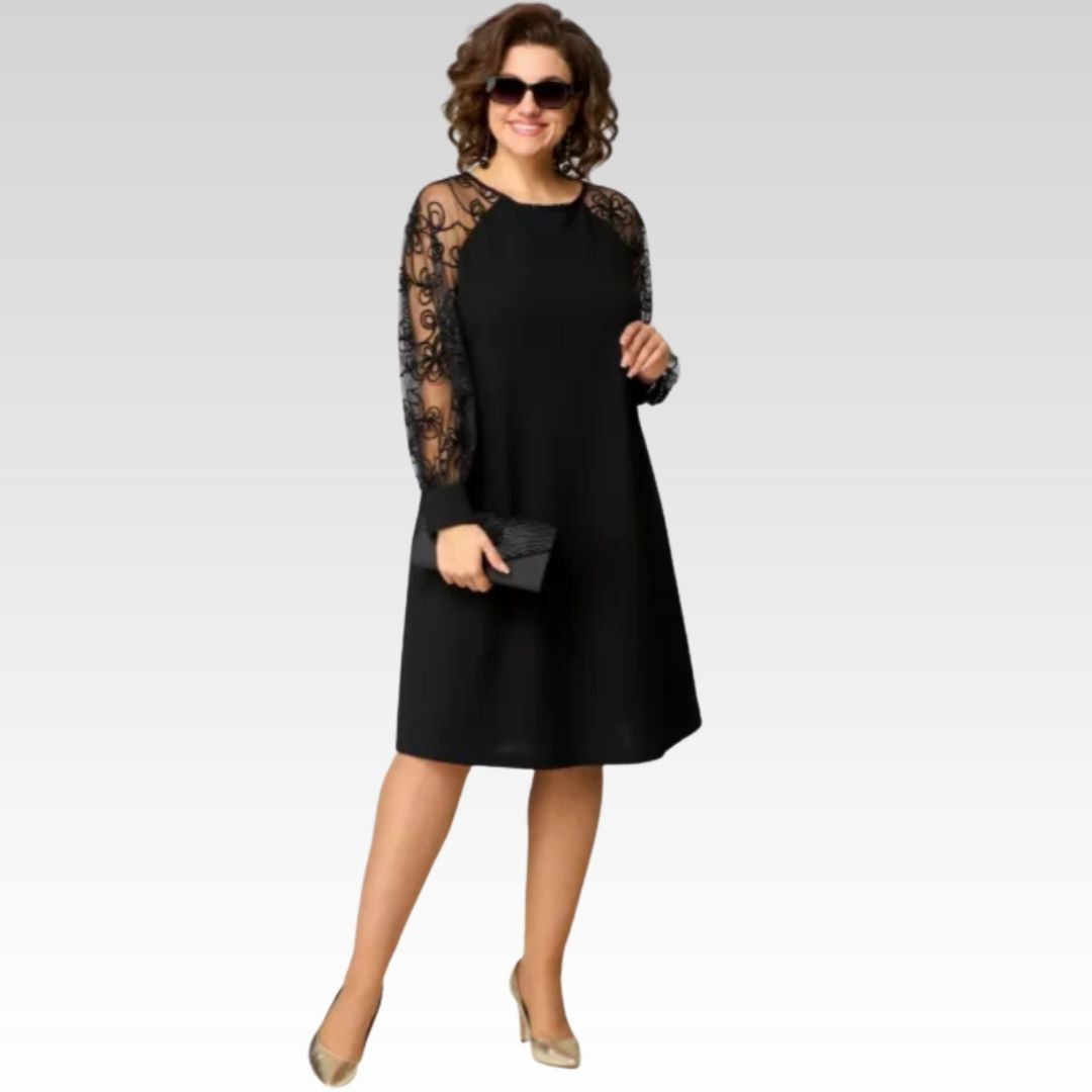 Julie | Lace Patchwork Crew-Neck Dress