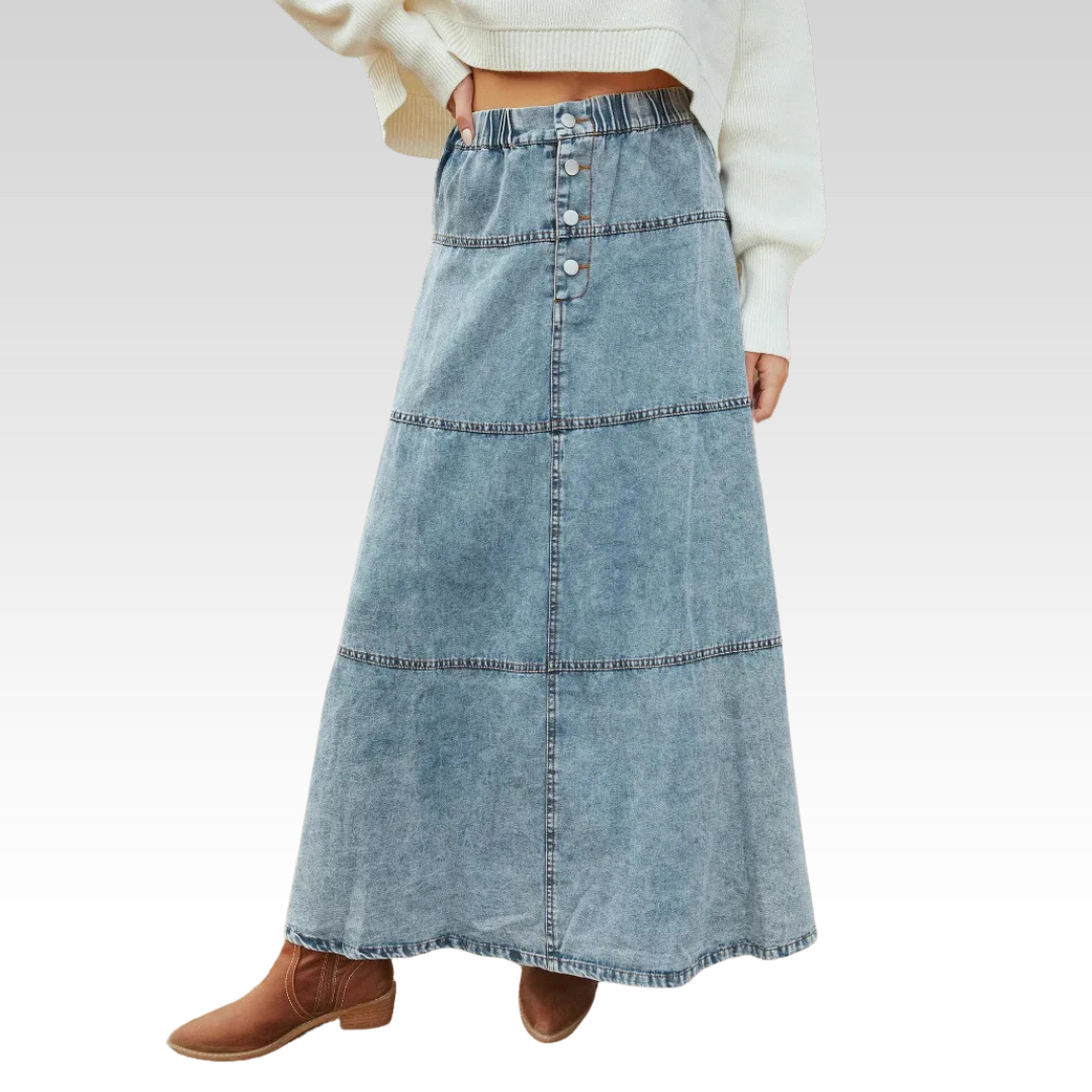 Edna | Vintage Stonewash Maxi Denim Skirt