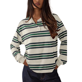 Céleste | Striped Collared Long Sleeve Top