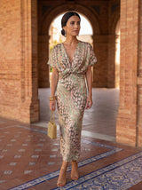 Kristen | Copper Linen-Silk Midi Dress