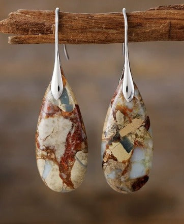 Hallie | Oval Stone Drop Earrings