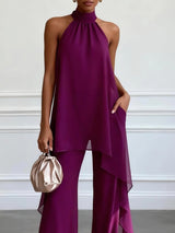Tommie | Purple Halter Two-Piece Set