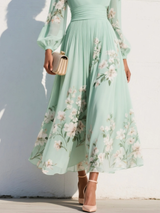 Racheal | Mint Green Floral Midi Dress
