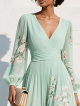 Racheal | Mint Green Floral Midi Dress