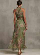 Jaycee | Halter Maxi Dress Watercolor Floral
