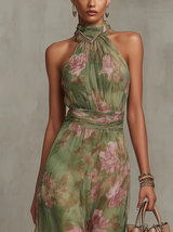 Jaycee | Halter Maxi Dress Watercolor Floral