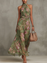 Jaycee | Halter Maxi Dress Watercolor Floral