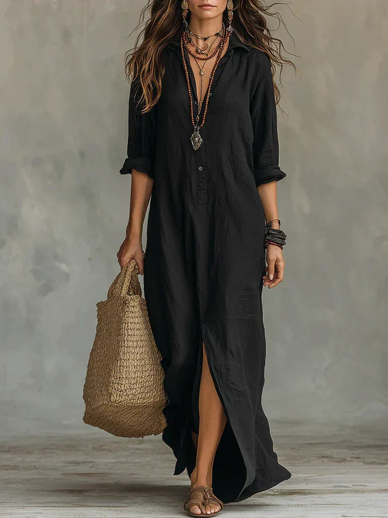 Niki | Linen Maxi Shirt Dress