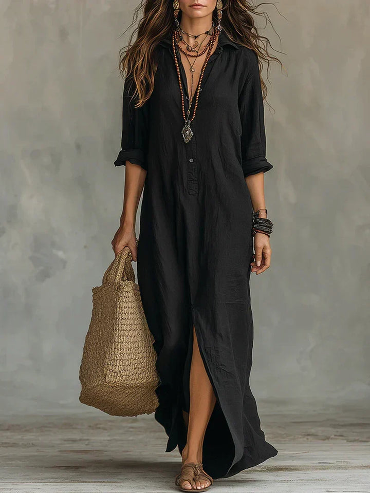 Niki | Linen Maxi Shirt Dress