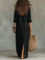 Niki | Linen Maxi Shirt Dress
