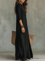 Niki | Linen Maxi Shirt Dress