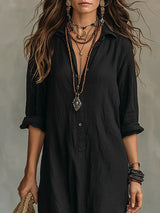 Niki | Linen Maxi Shirt Dress