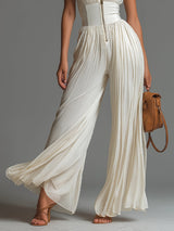 Chiara | V-Neck Chiffon Wide-Leg Jumpsuit