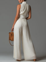 Chiara | V-Neck Chiffon Wide-Leg Jumpsuit