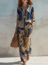 Lauryn | Two-Piece Set, Navy Baroque Print