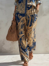 Lauryn | Two-Piece Set, Navy Baroque Print