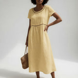 Juliet | Eyelet Trim Midi Dress