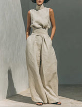Aviana | Minimalist Wide-Leg Linen Set