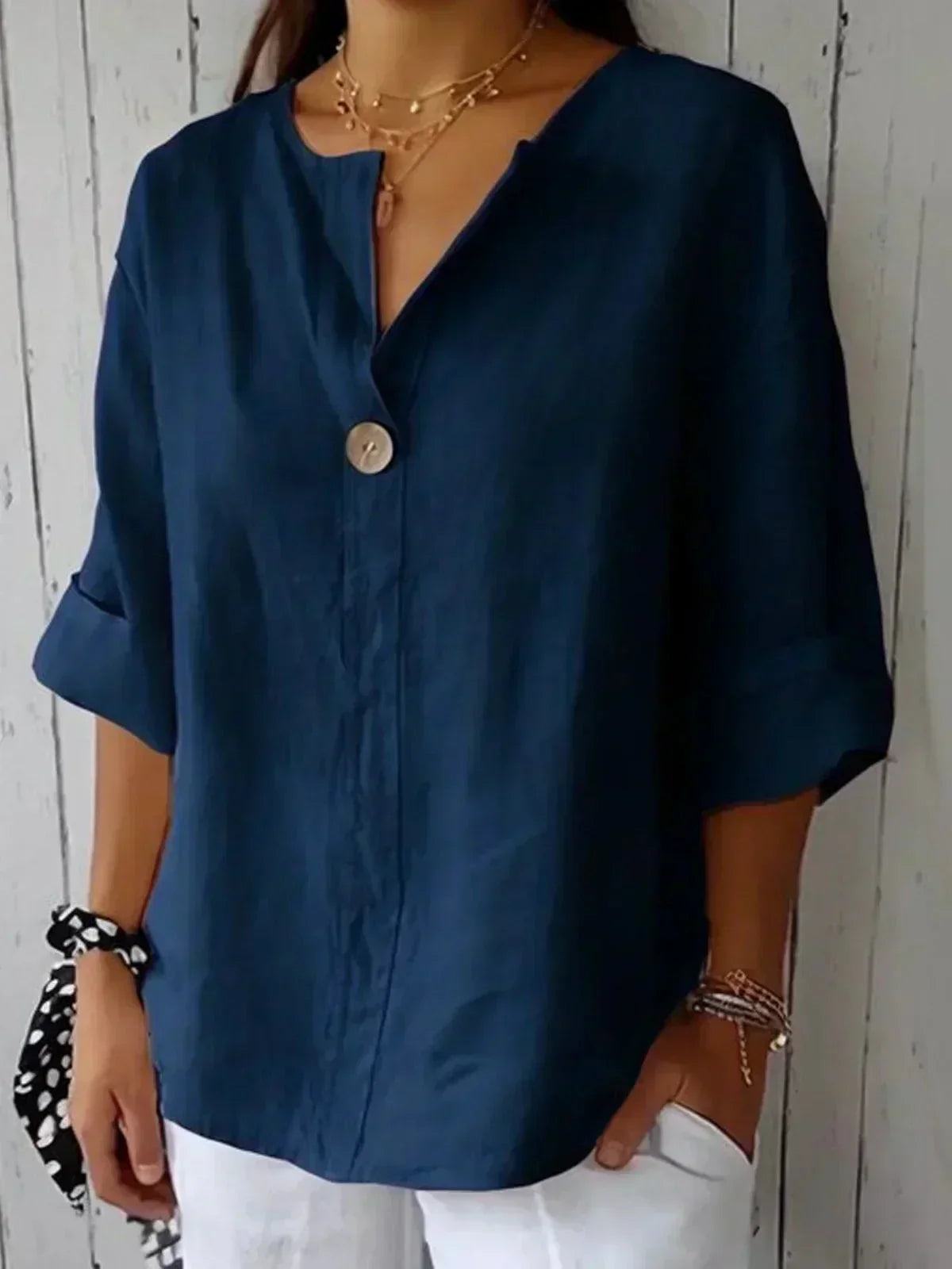 Hulda | Relaxed Linen V-Neck Top