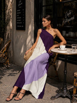 Brooke | One-Shoulder Color Block Maxi Dress