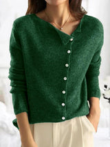 Camille | Button-Front Cable Knit Sweater