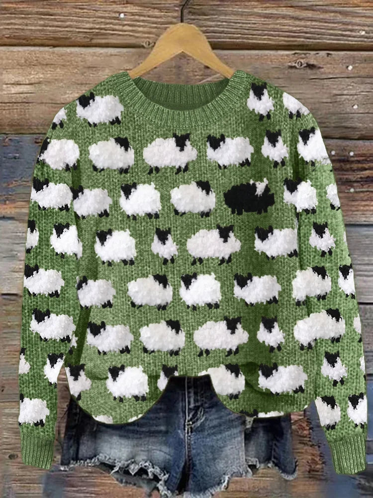 Fleur | Whimsical Sheep Novelty Knit Sweater