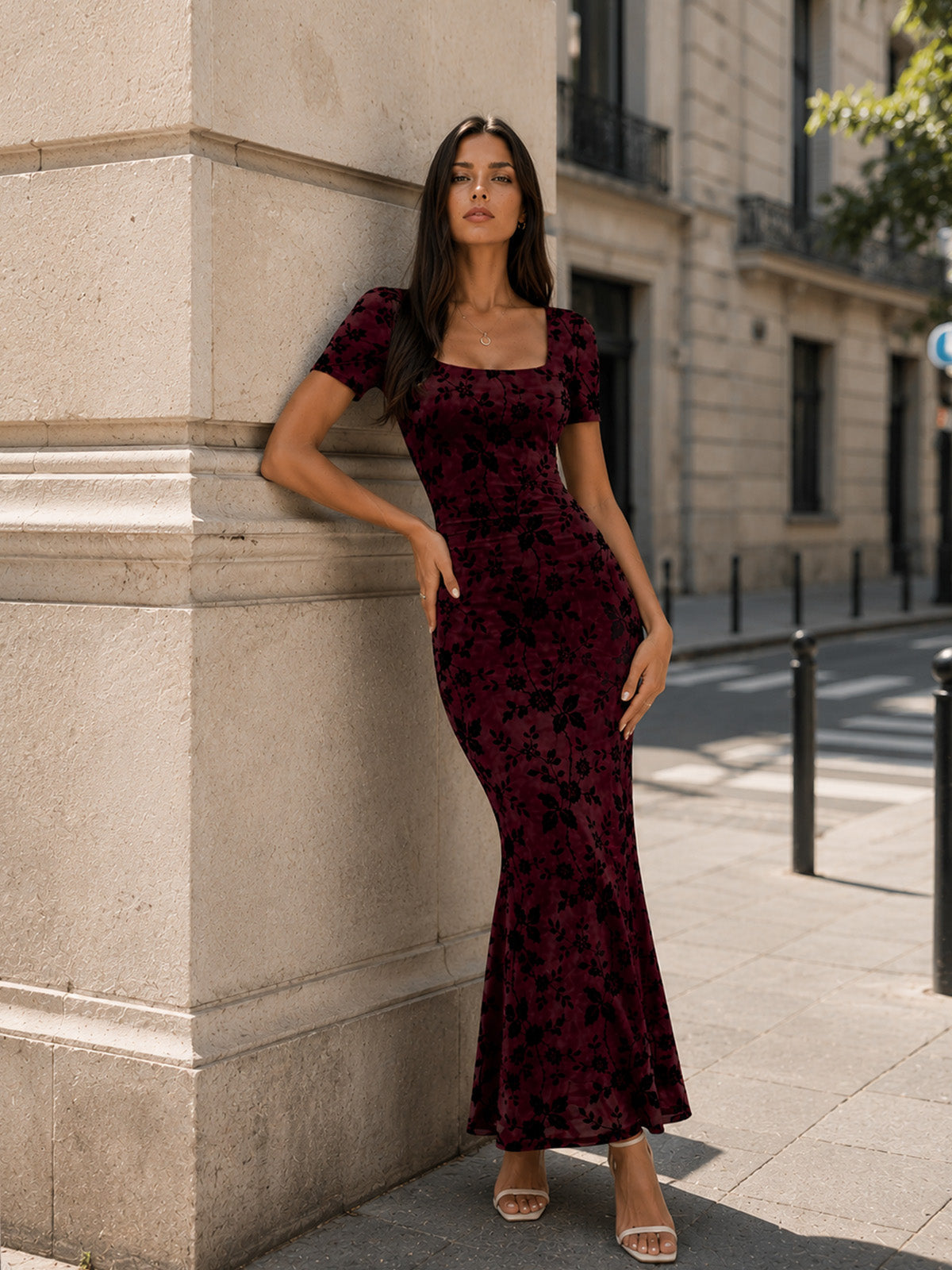 Montana | Floral Square Neck Mermaid Maxi Dress
