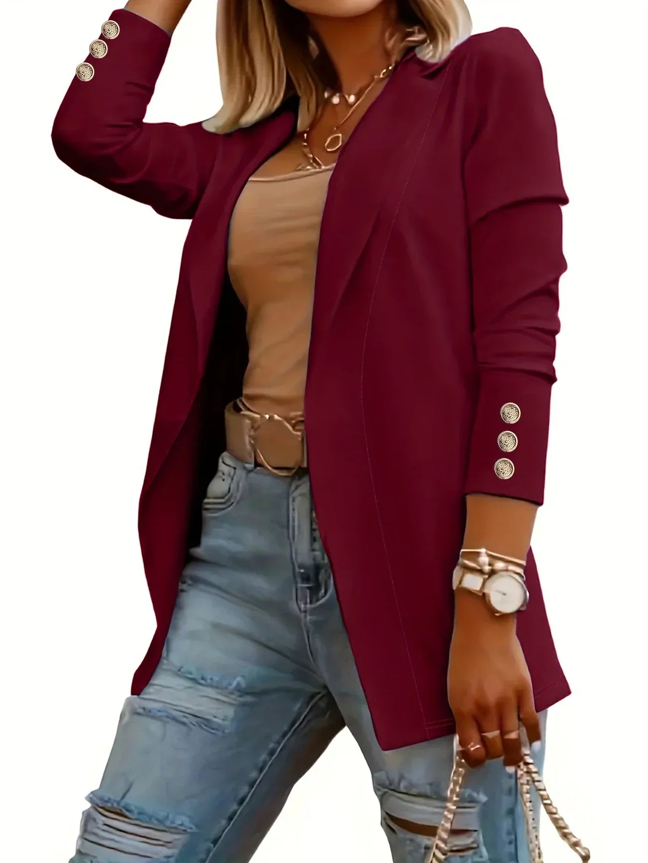 Céleste | Chic Open Front Draped Jacket