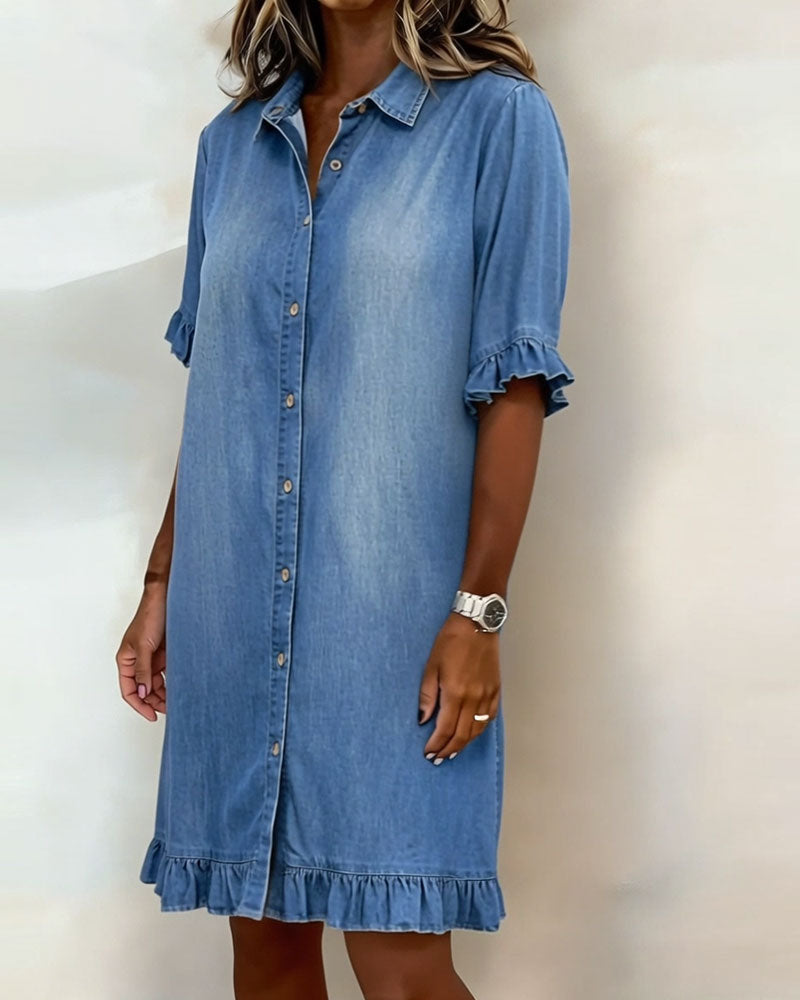 Anna | Ruched Denim Mini Dress
