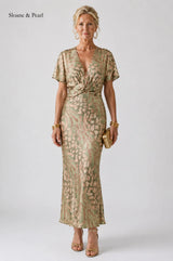Santana | Abstract Print Twist-Waist Midi Dress