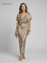 Santana | Abstract Print Twist-Waist Midi Dress