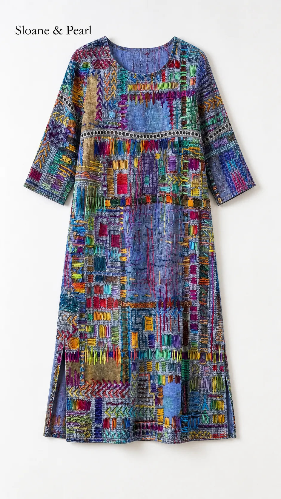 Oona | Denim Dress with Ethnic Patchwork