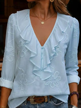 Shyanne | Vintage Floral Embroidered Frill Shirt