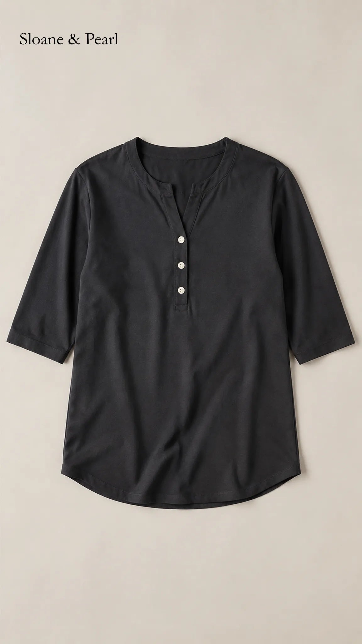 Liana | Cotton Henley Top With Button Detail