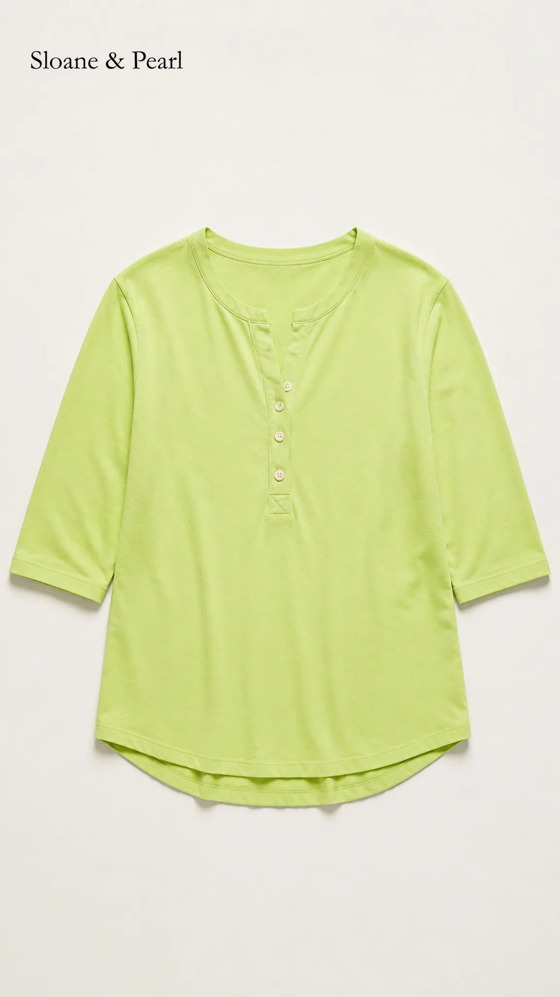 Liana | Cotton Henley Top With Button Detail
