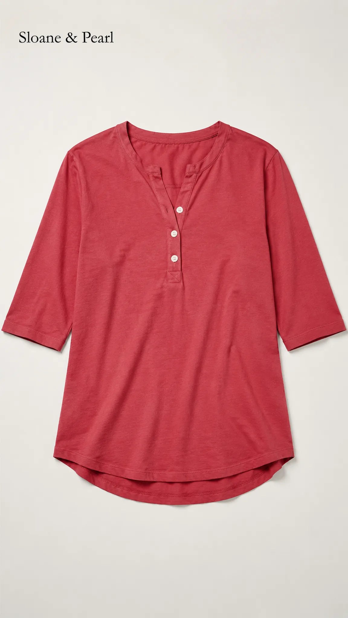 Liana | Cotton Henley Top With Button Detail