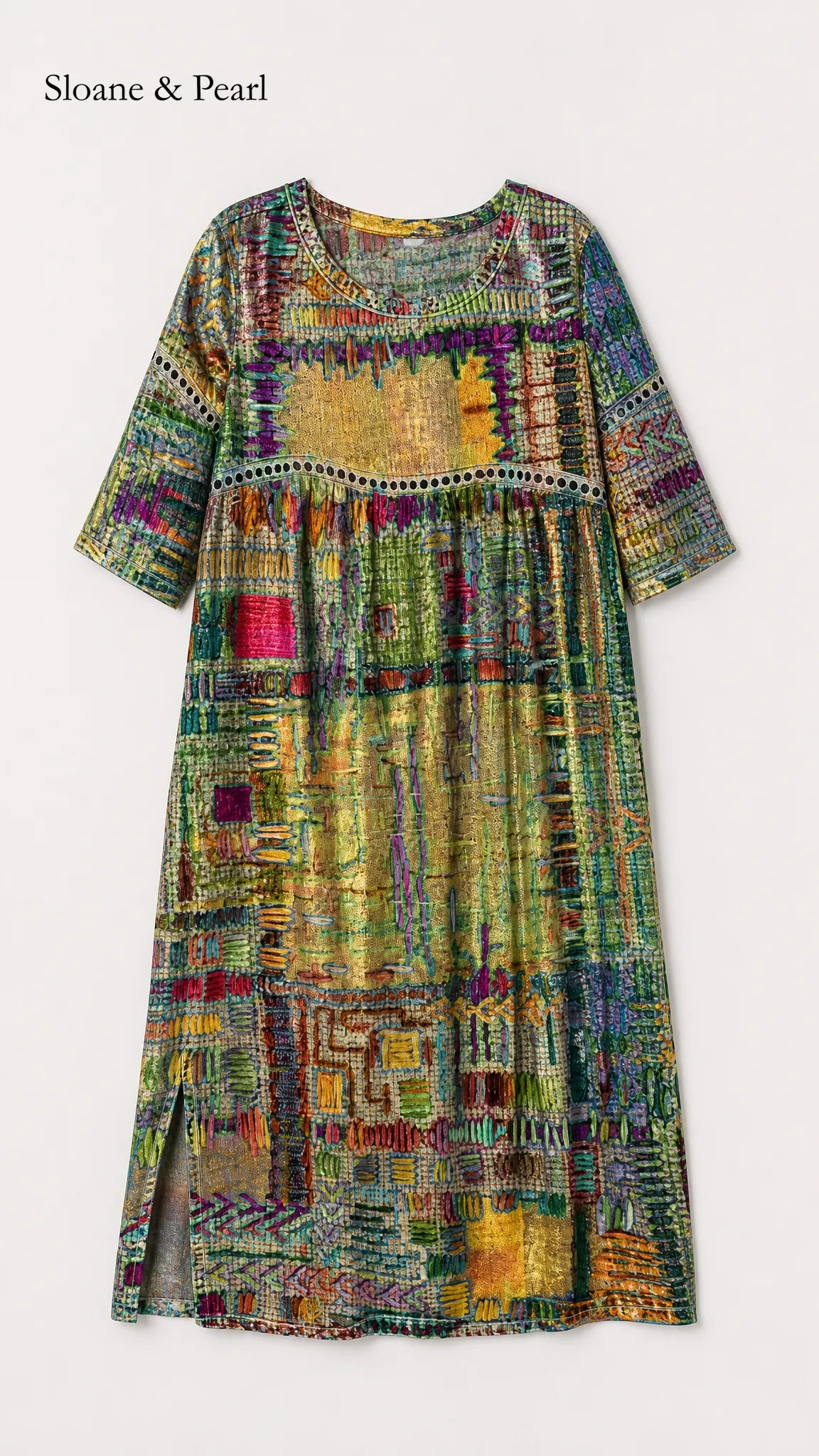 Oona | Denim Dress with Ethnic Patchwork