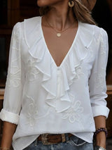 Shyanne | Vintage Floral Embroidered Frill Shirt