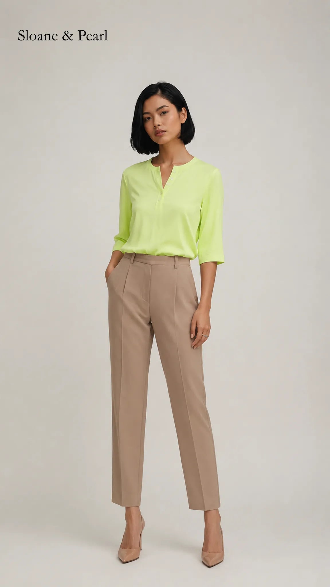 Liana | Cotton Henley Top With Button Detail