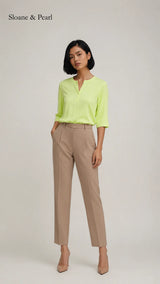 Liana | Cotton Henley Top With Button Detail