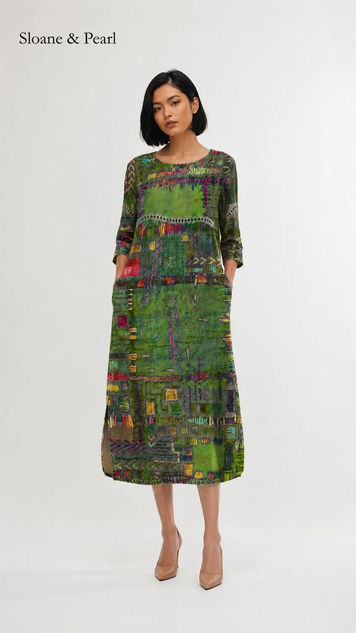 Oona | Denim Dress with Ethnic Patchwork