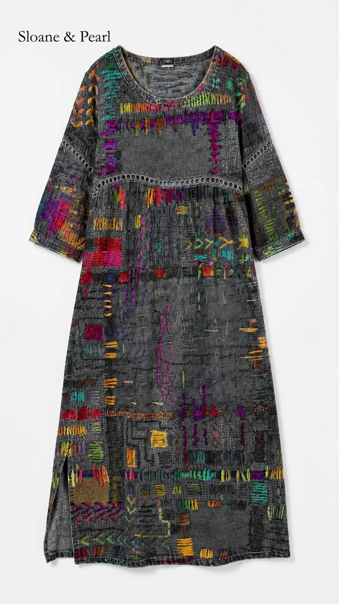 Oona | Denim Dress with Ethnic Patchwork