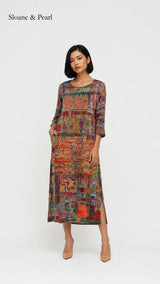 Oona | Denim Dress with Ethnic Patchwork