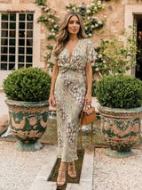 Santana | Abstract Print Twist-Waist Midi Dress