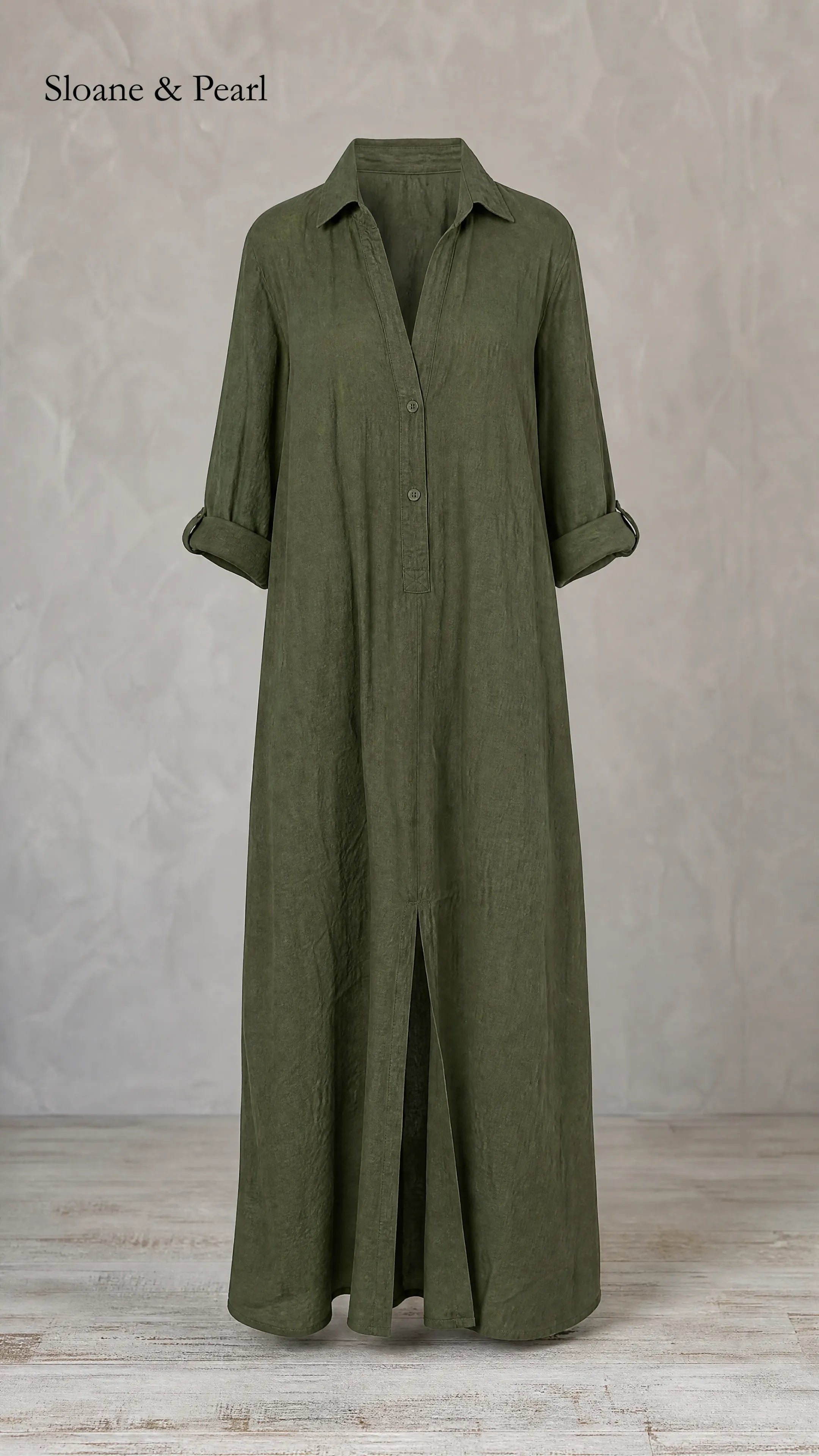 Francelia | Relaxed V-Neck Button Maxi