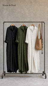 Francelia | Relaxed V-Neck Button Maxi