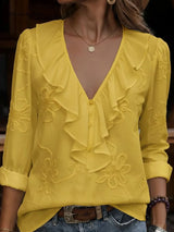 Shyanne | Vintage Floral Embroidered Frill Shirt