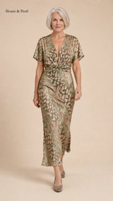 Santana | Abstract Print Twist-Waist Midi Dress