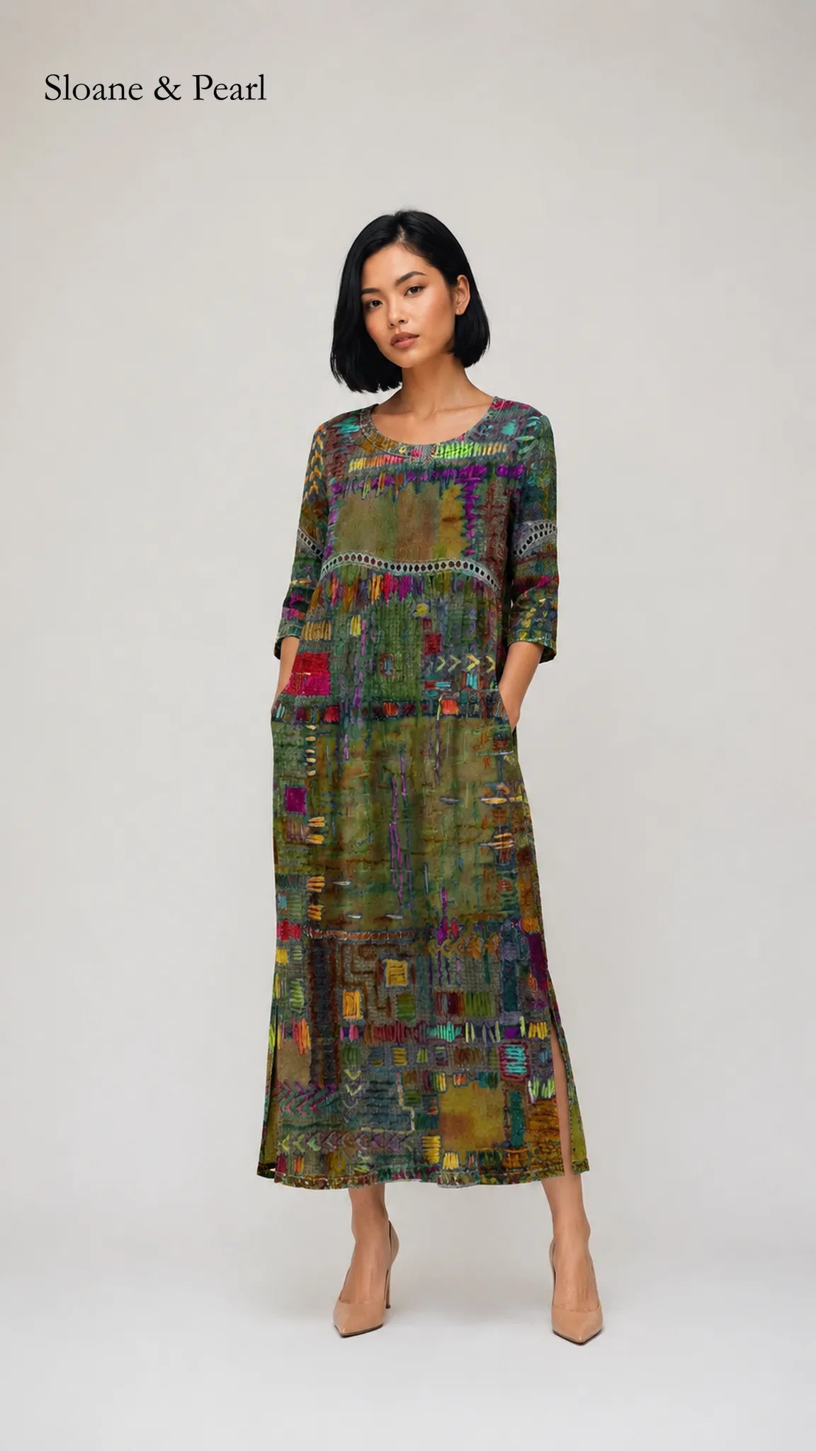 Oona | Denim Dress with Ethnic Patchwork