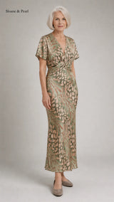 Santana | Abstract Print Twist-Waist Midi Dress